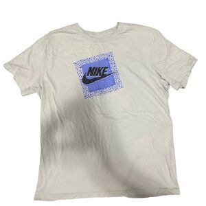Nike Men's White Tee with Blue Graphic